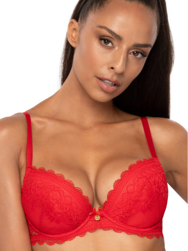 Red Plunge Push-Up Bra Mat M-0198/11/2 Estelle