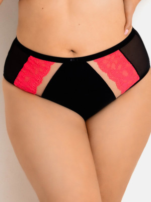 Brazilian-Slip mit Neon-Spitze Mediolano Funny 19232 – Tiefschwarz