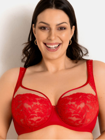 Unpadded Plunge Bra Low Neckline Mediolano Jasmin 19150 – Vivid Red