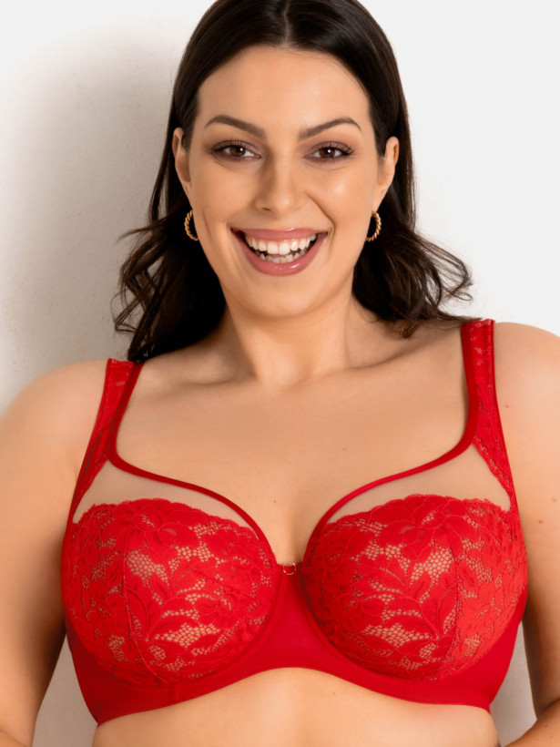 Unpadded Plunge Bra Low Neckline Mediolano Jasmin 19150 – Vivid Red