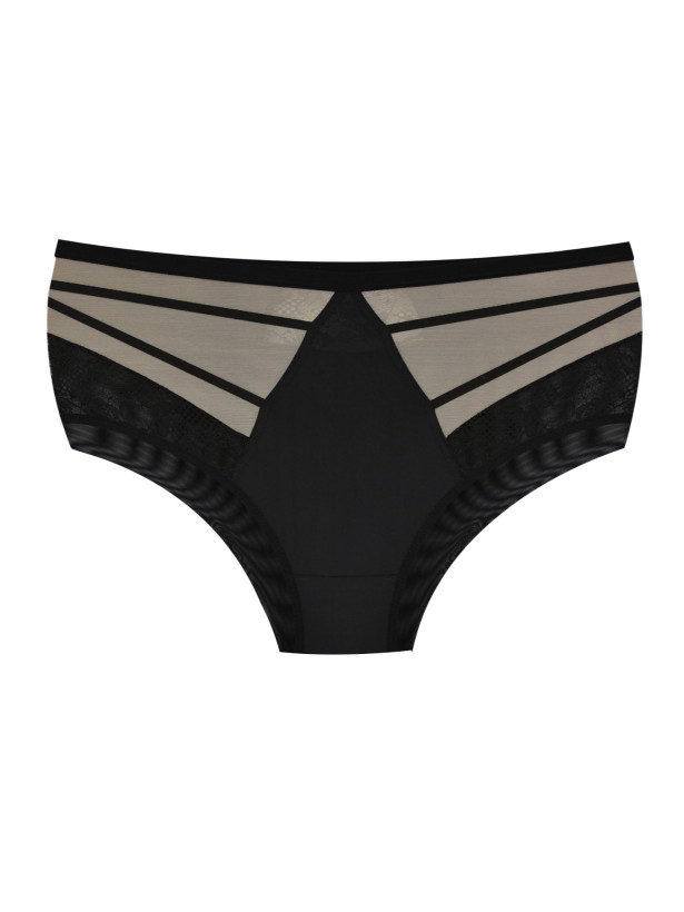 High-Waist Briefs Strappy Mesh Mediolano Spider 19252 – Jet Black