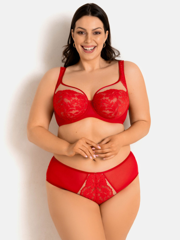 Unpadded Plunge Bra Low Neckline Mediolano Jasmin 19150 – Vivid Red