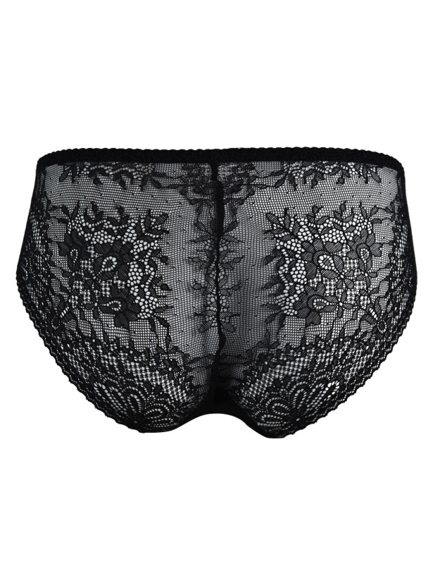 Panties Sheer Floral Lace Mediolano Fancy 19237 – Jet Black