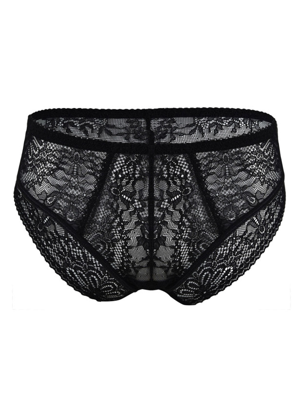 Panties Sheer Floral Lace Mediolano Fancy 19237 – Jet Black