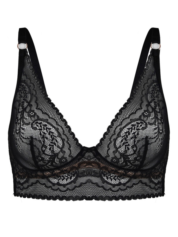 Soft Cup Underwired Bralette Longline Mediolano Feel – Jet Black Support