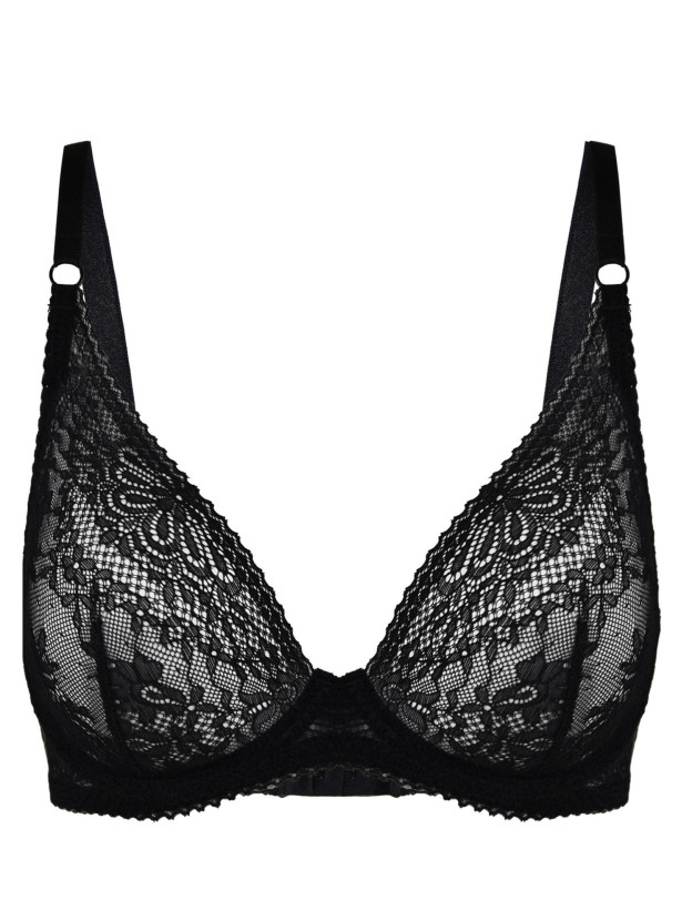 Plunge Soft Cup Underwired Bralette Mediolano Fancy – Jet Black