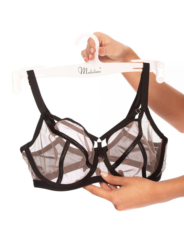 Beige & Black Underwire Strappy Bra Mediolano Naked 19064