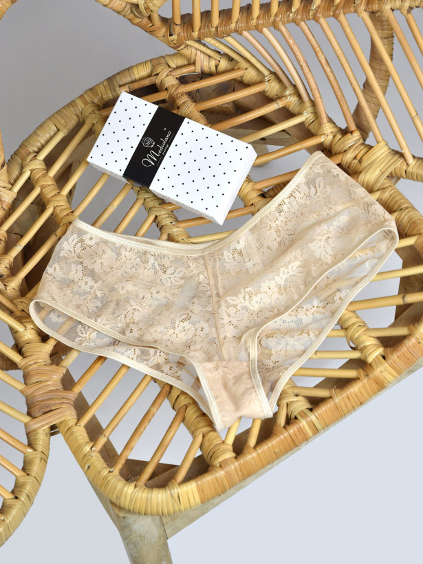 Beige Lace Boyshorts Mediolano 2106