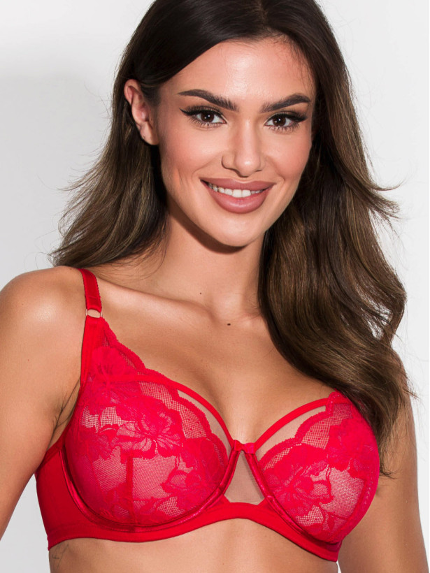 Semi-Soft Red Lace Bra Mediolano Amelia 19203 RED
