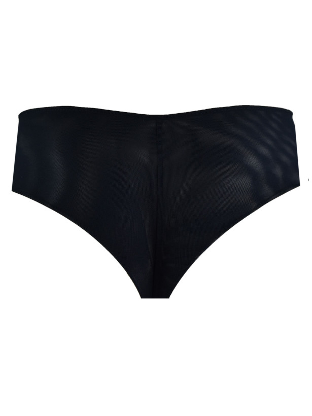 Schwarzer Brasilianslip mit leuchtend pinker Spitze Mediolano Fluo 19155