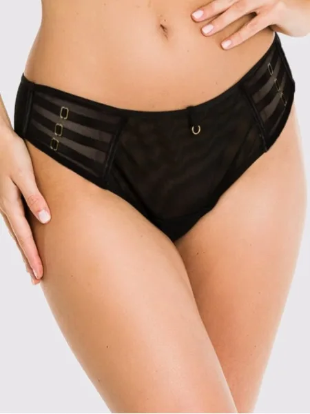 Schwarzer Brazilian-Slip mit Luxuriöser Spitze Mediolano Naked 19064