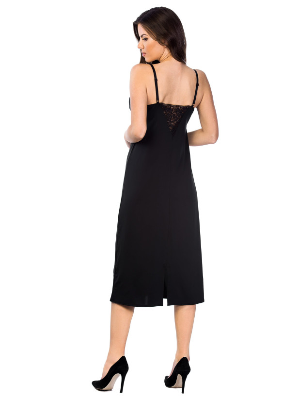 Black Nightgown Mediolano Pola 05050 — Lace Trim