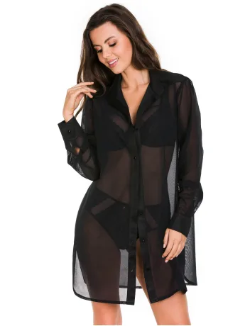Black Sheer Shirt Mediolano Naked — Button Down