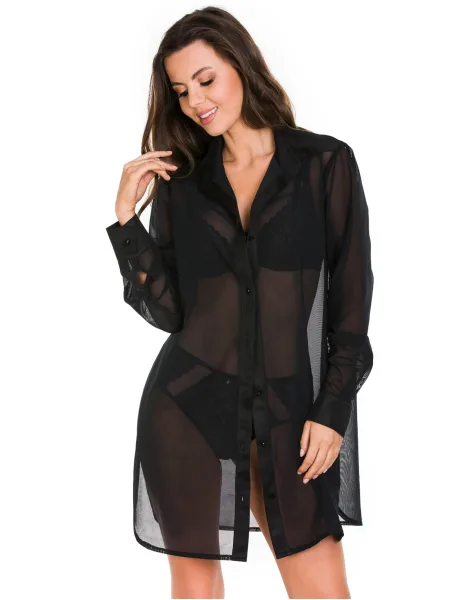 Black Sheer Shirt Mediolano Naked — Button Down