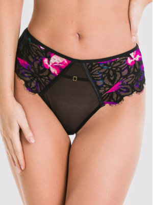 Black Slip Panties with Vibrant Lace Mediolano Venezia 19182