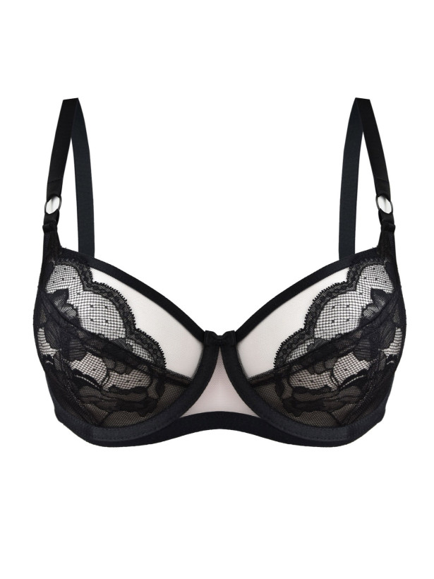 Full Cup Underwired Bra Side Support Mediolano Amelia 19201 – Jet Black