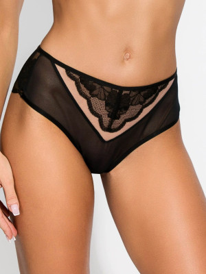 Brazilian-Slip mit Spitzendetail Mediolano Amelia 19201 – Tiefschwarz