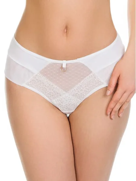 Brazilian-Slip mit Spitze und Mesh Mediolano Dots 19056 – Optisches Weiß