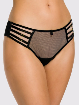 Brazilian-Slip mit Riemchen-Mesh Mediolano Naked 19064/1 – Tiefschwarz