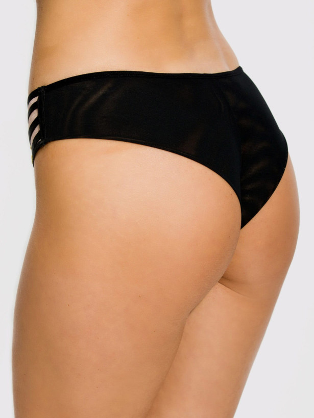 Brazilian Panties Strappy Mesh Mediolano Naked 19064/1 – Jet Black