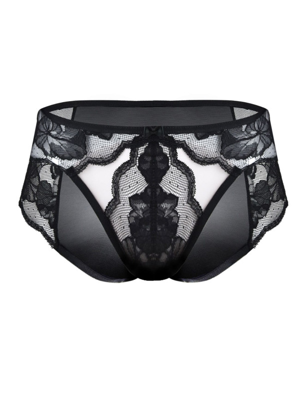 Brief Panties Floral Lace Mediolano Amelia 19201 – Jet Black