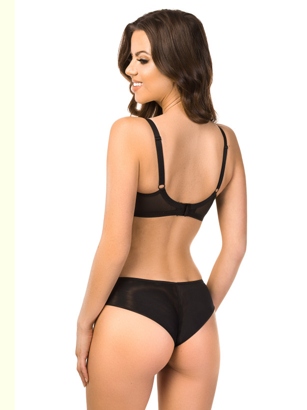 Soft Cup Underwired Bra Strappy Detail Mediolano Deziro 19025 – Jet Black