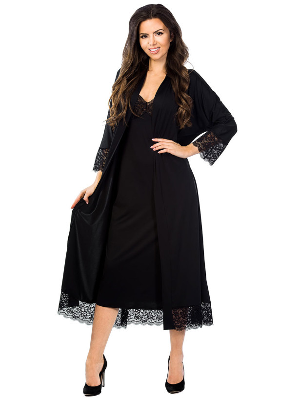 Elegantes langes Nachthemd mit zarten Trägern Mediolano Pola 05050