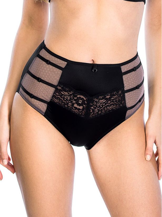 High-Waist Briefs Decorative Straps Mediolano Deziro 19025 – Jet Black