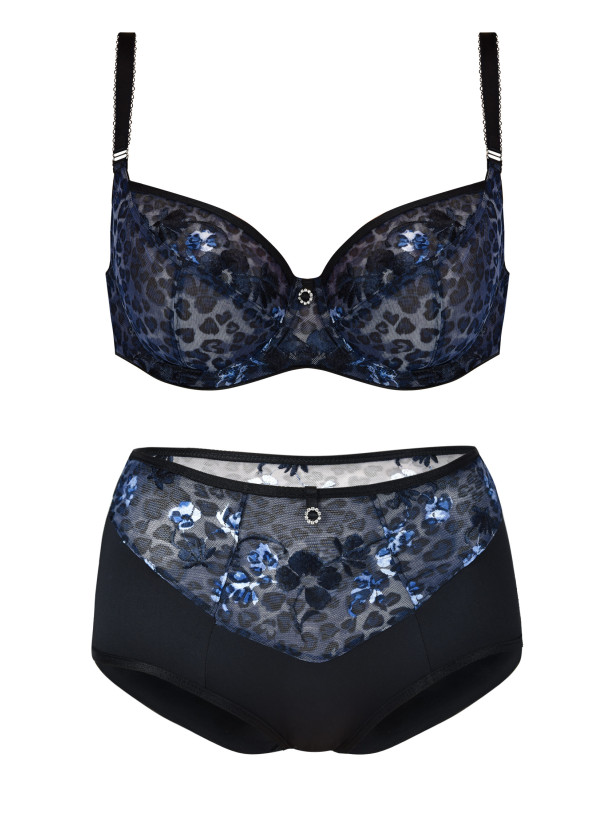 Exotic Embroidered Midi Panties Mediolano Blue Panther 19087