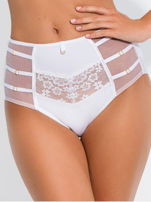 Exquisite High-Waisted Strappy Lace Panties Mediolano Deziro 19025 White
