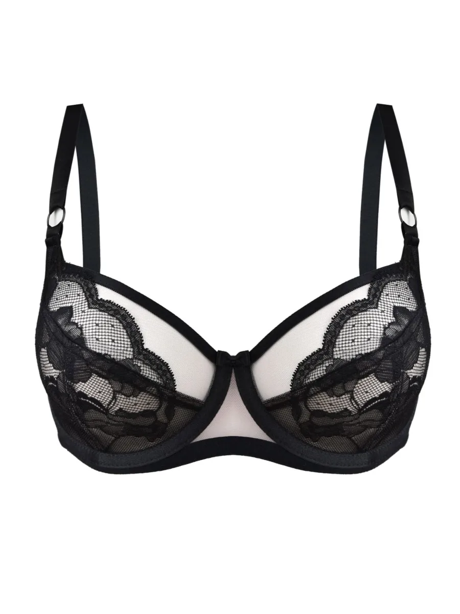 Full Cup Underwired Bra Side Support Mediolano Amelia 19201 – Jet Black