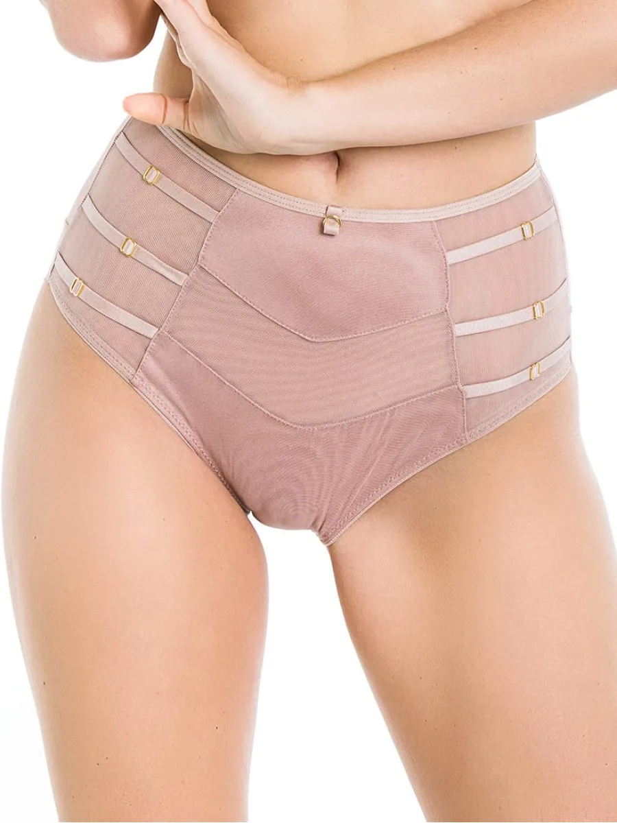Hochtaillierter Slip mit Geometrischem Mesh Mediolano Naked 19064 – Pudriges Beige