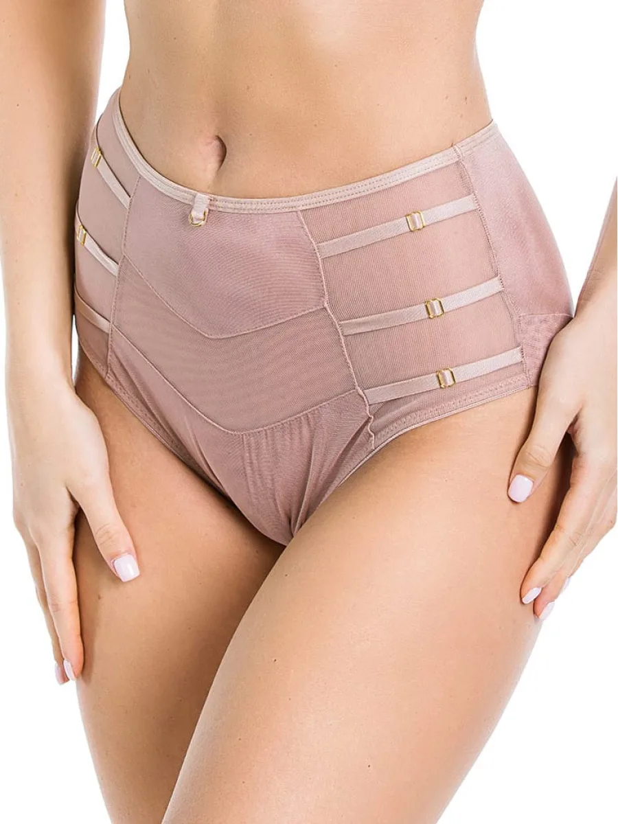 Hochtaillierter Slip mit Geometrischem Mesh Mediolano Naked 19064 – Pudriges Beige