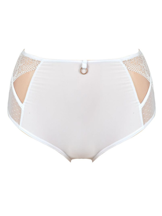 High-Waist Briefs Lace Mesh Mediolano Dots 19057 – Arctic White