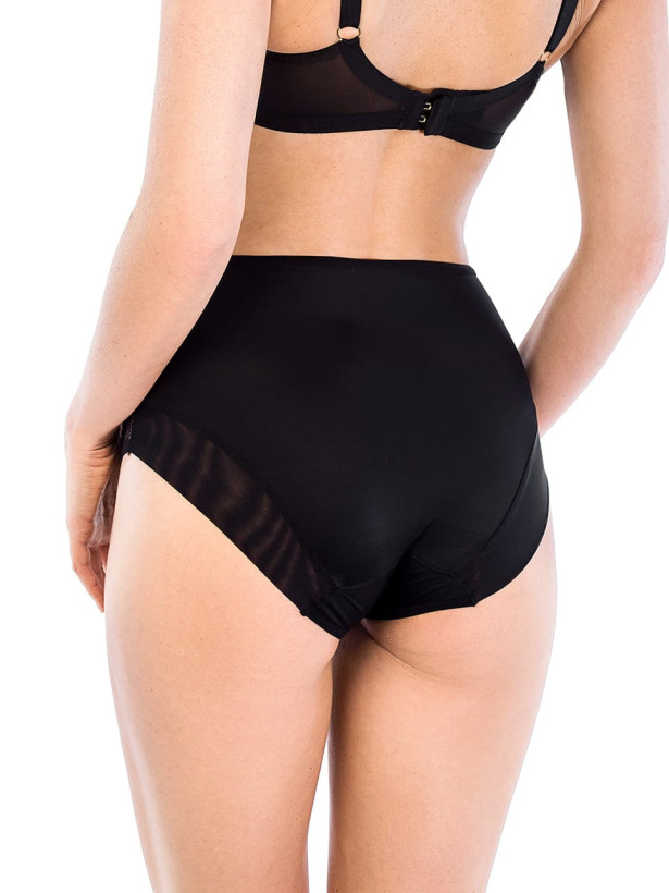 High-Waist Briefs Sheer Mesh Mediolano Naked 19064 – Jet Black