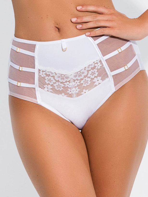 High-Waist Briefs Strappy Lace Mediolano Deziro – Stark White
