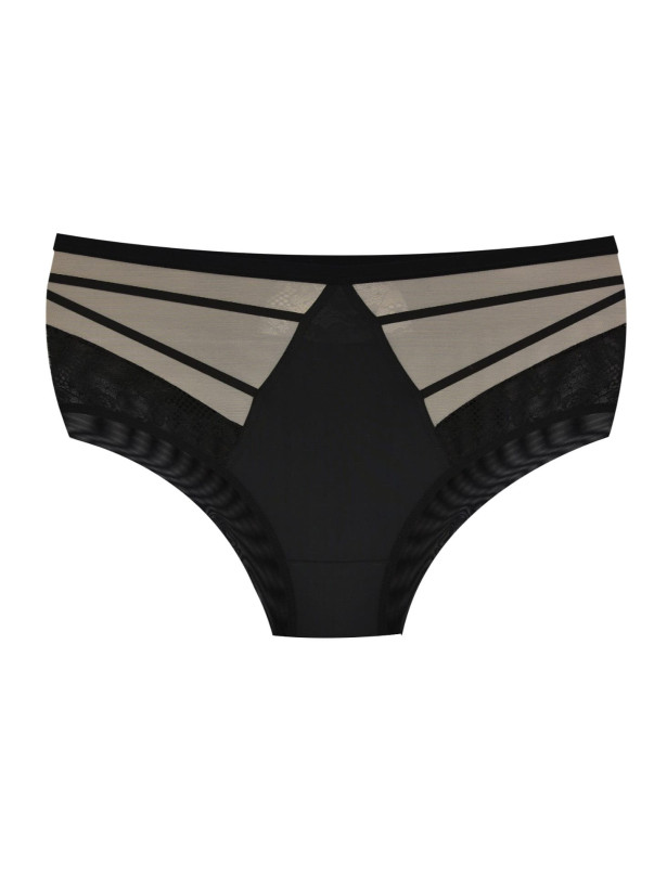High-Waist Briefs Strappy Mesh Mediolano Spider 19252 – Jet Black