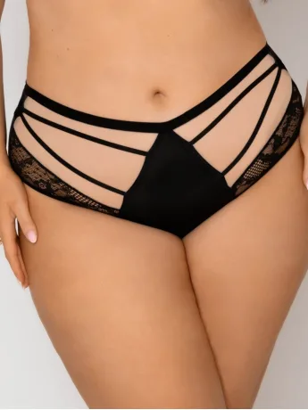 High-Waist Briefs Strappy Mesh Mediolano Spider 19252 – Jet Black