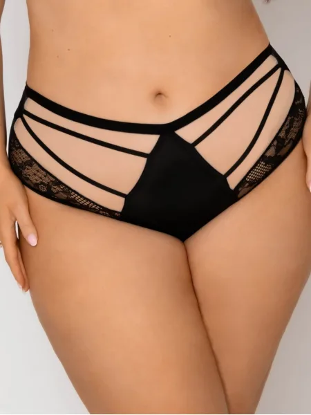High-Waist Briefs Strappy Mesh Mediolano Spider 19252 – Jet Black