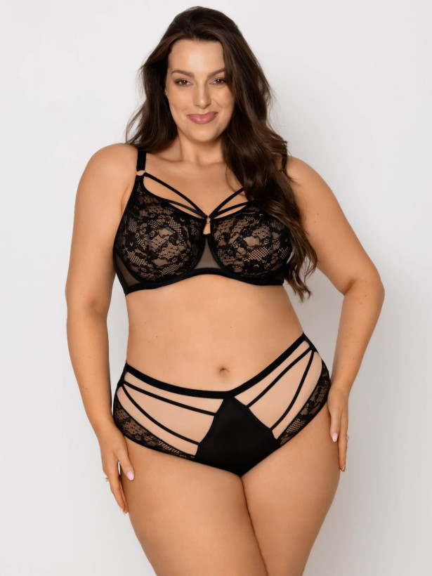 High-Waist Briefs Strappy Mesh Mediolano Spider 19252 – Jet Black