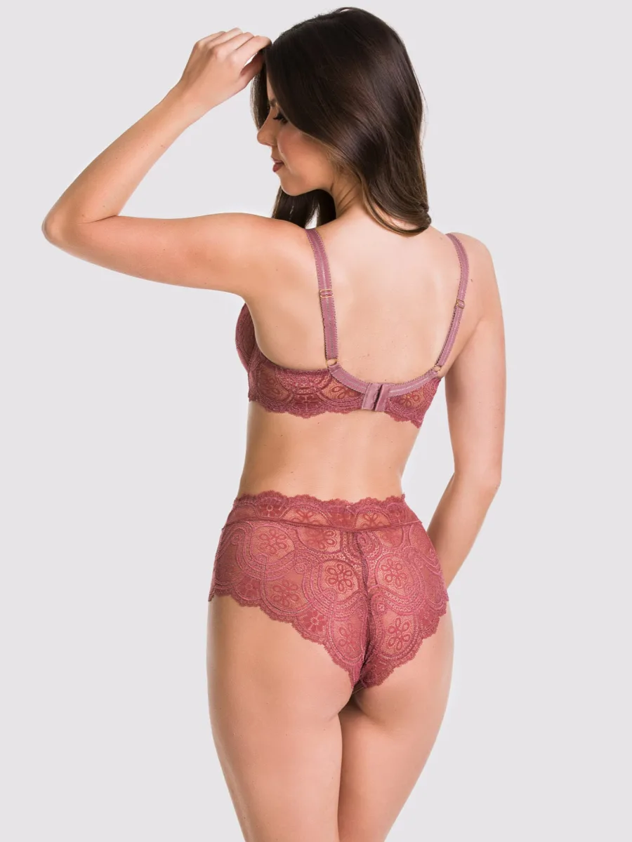 Hochtaillierter Slip mit Bestickter Spitze Mediolano Volare 19183 – Tiefes Burgunder