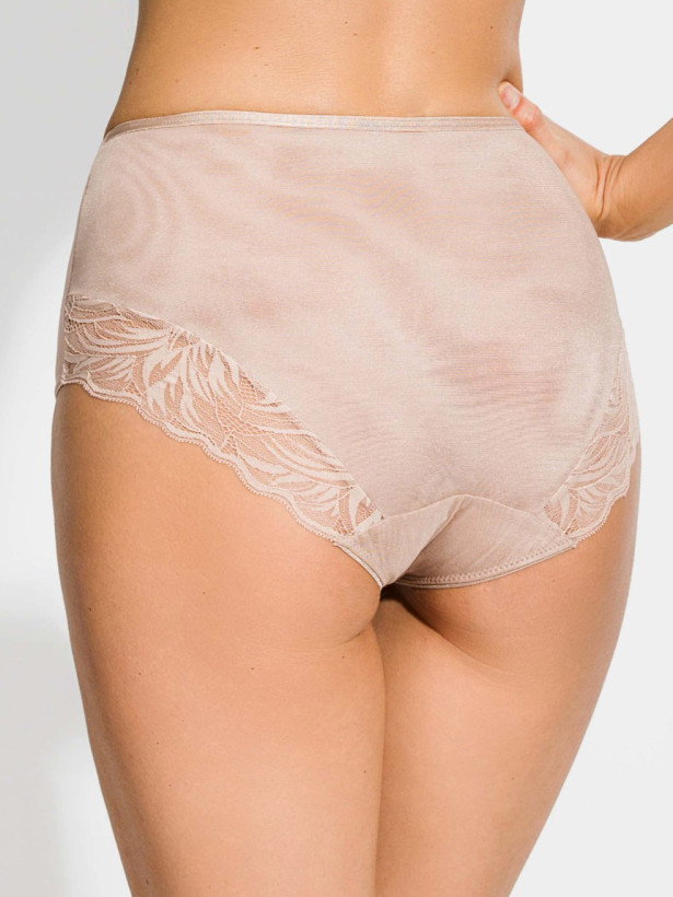 Hochgeschnittener beiger Spitzenslip Mediolano Juka 19113