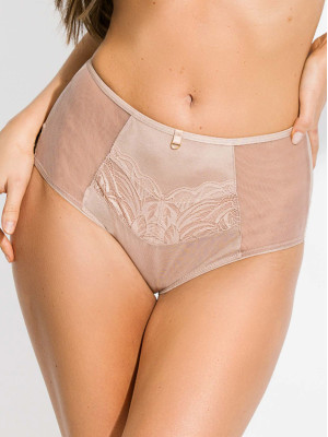 High-Waisted Beige Lace Panties Mediolano Juka 19113