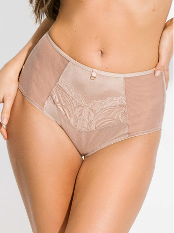 High-Waisted Beige Lace Panties Mediolano Juka 19113
