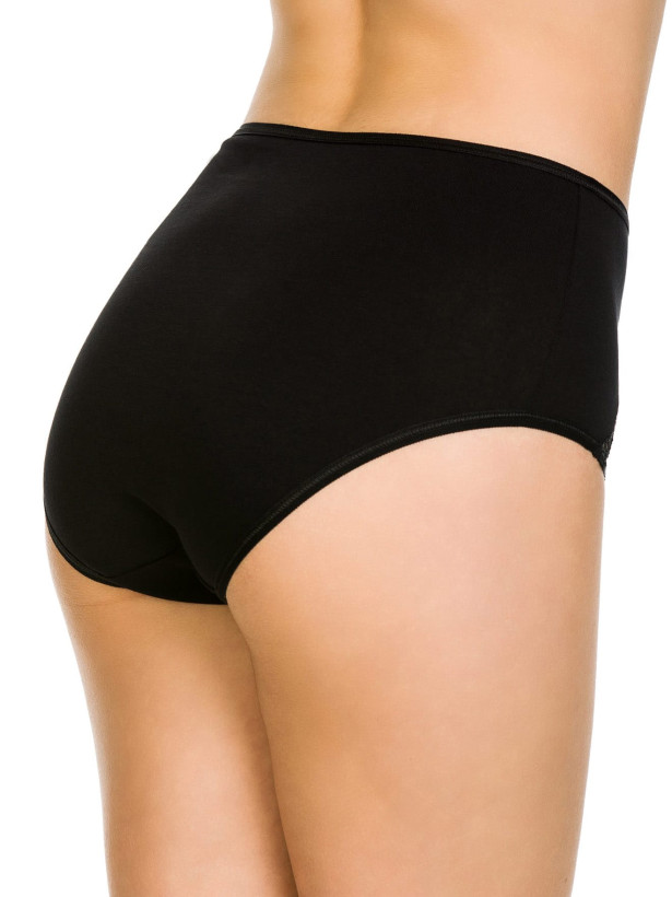 High-Waisted Briefs Lace Trim Mediolano Kim 07031 – Jet Black