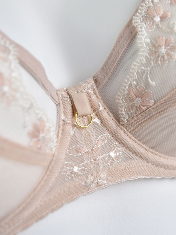 Hellbeiger bestickter Bralette Mediolano Fiori 19157