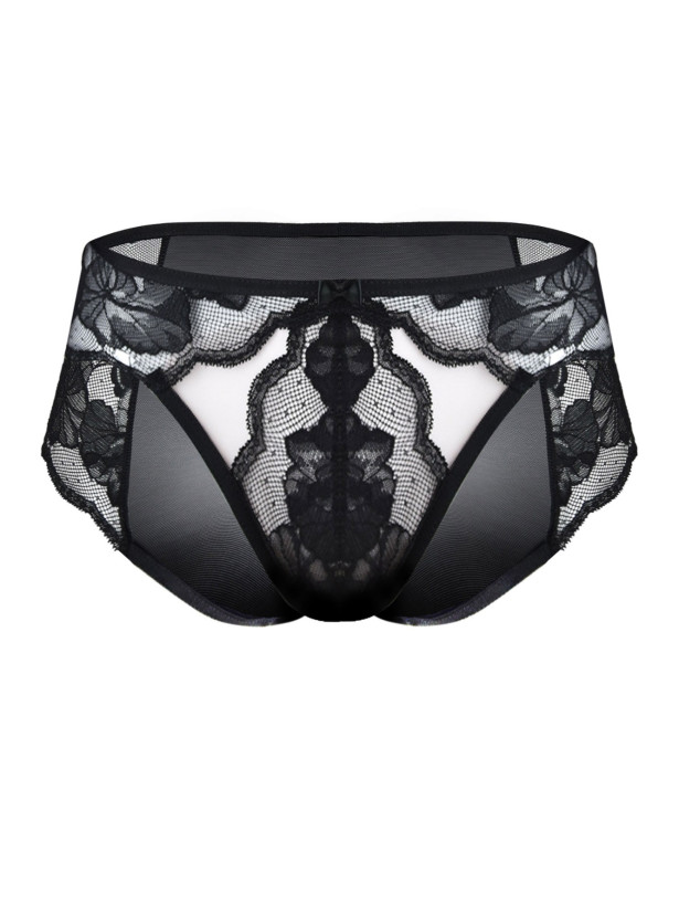 Brief Panties Floral Lace Mediolano Amelia 19201 – Jet Black