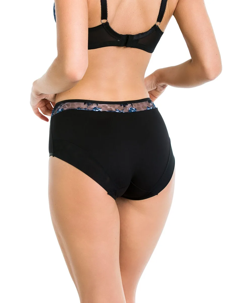 Midi-Slip mit Besticktem Blue-Panther-Muster Mediolano 19087 – Tiefschwarz