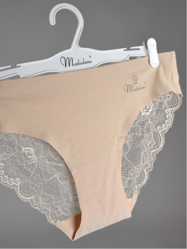 Perforated Fabric Panties with Lace Trim Mediolano Beta 05003