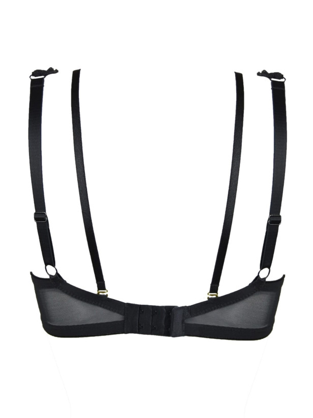 Plunge-Spitzen-Bralette mit Tattoo-Effekt Mediolano Jasmin – Tiefschwarz